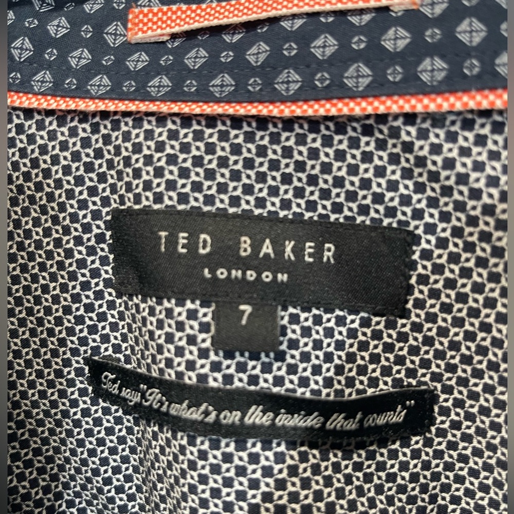 Ted Baker Navy Geometric Shirt, Size 7